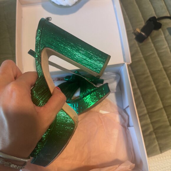 Loeffler Randall Emerald Green Platform Sandals - Picture 4 of 5